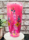 Pink Snow Globe Tumbler – Handmade Glitter Tumbler