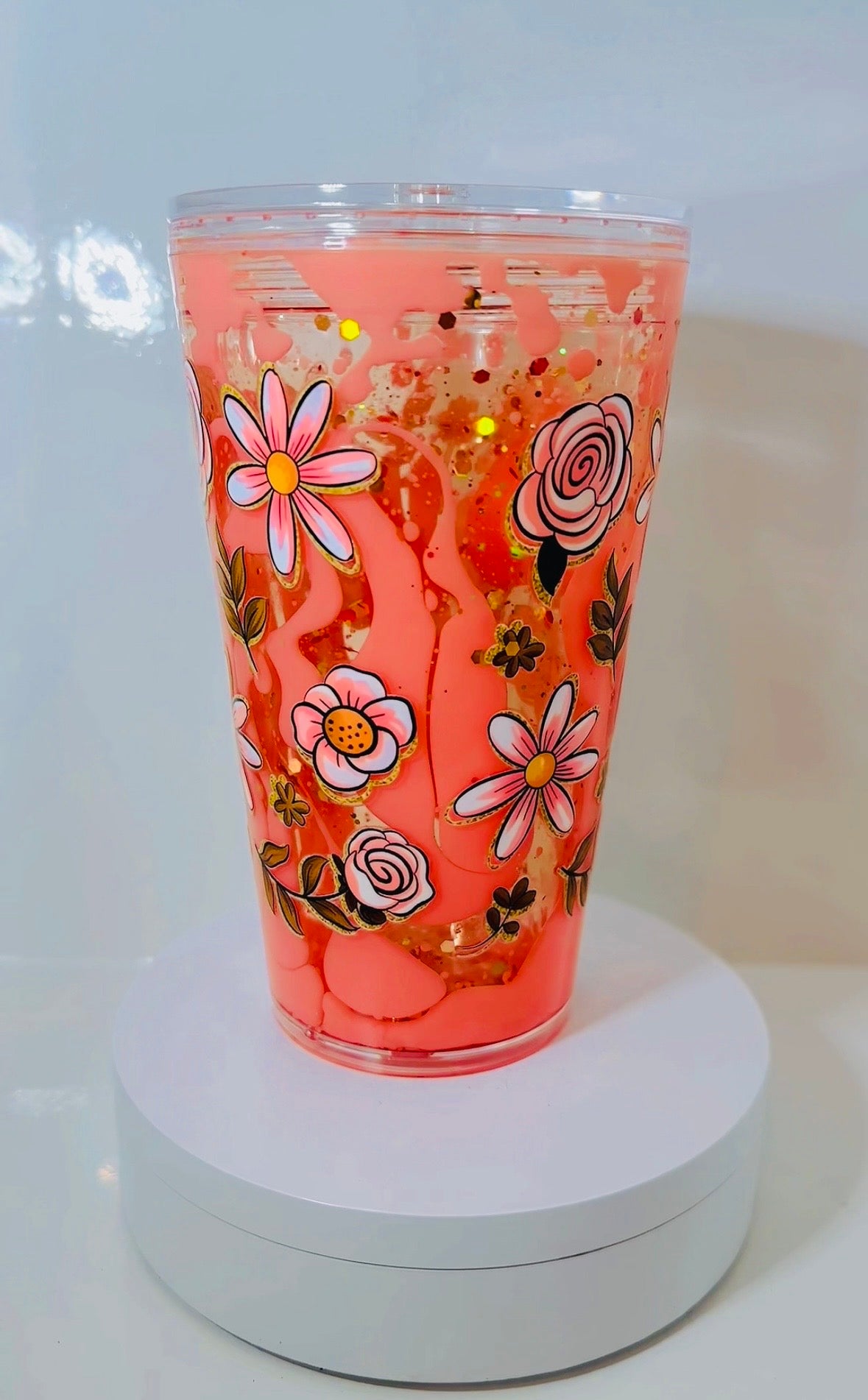 Beautiful Floral Snow Globe Tumbler