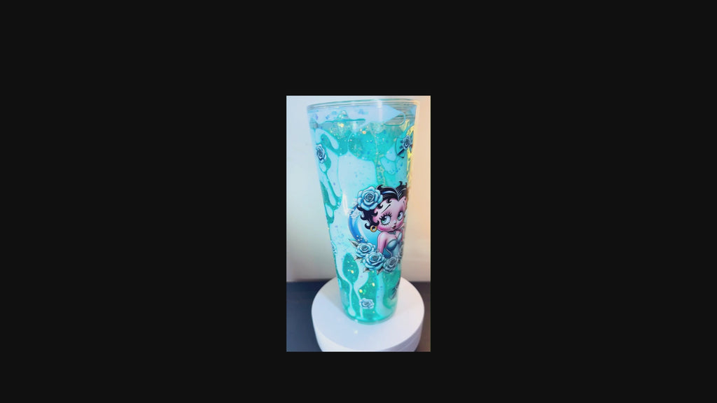 Betty Boop Snow Globe Tumbler – Teal Rose Edition | 24oz